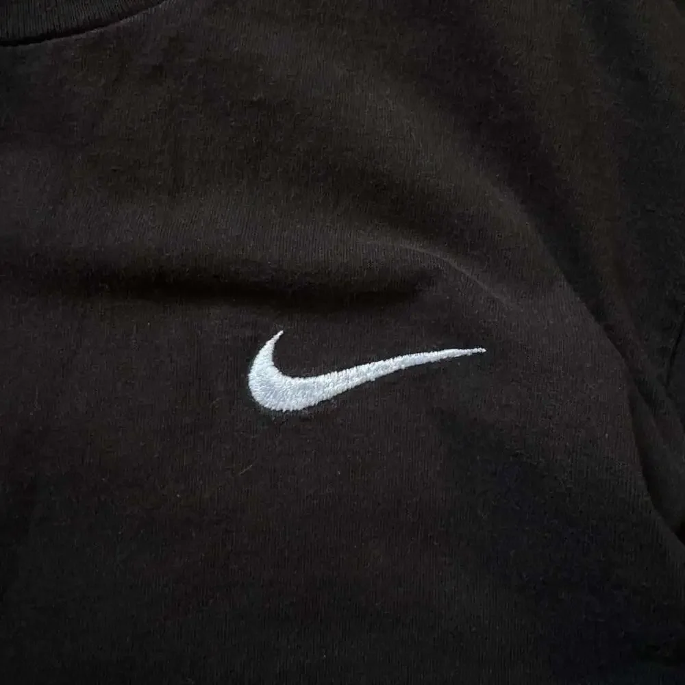 Vintage 90s Nike Made USA Embroidered Swoosh Black T Shirt Adult Small Tagged XL